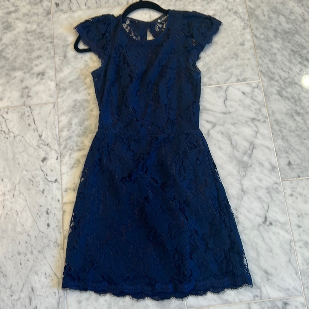 Alejandra Sky navy blue open-back lace dress